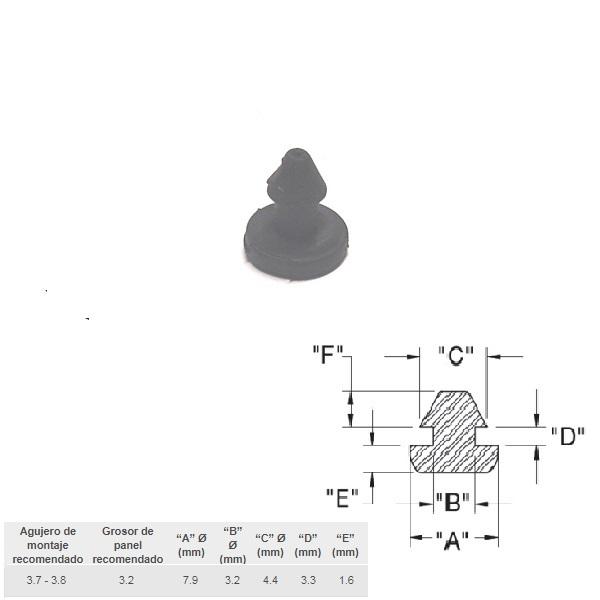 Thumb do produto Batente / Pé Borracha  3.7x3.2 (7.9x3.2x4.4x3.3x1.6mm) (Tipo 1) MGO