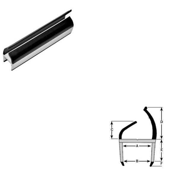 Thumb do produto Perfil Borracha/PVC Portas A21xB21xC14xD25.5xE17 (2.8mt) Preto/Branco MGO
