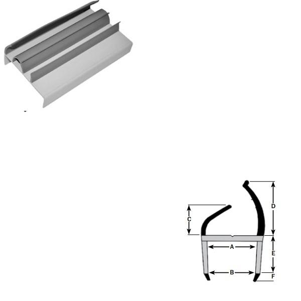 Thumb do produto Perfil Borracha/PVC Portas A85xB83xC14xD28xE22mm (5mt) Cinzento MGO